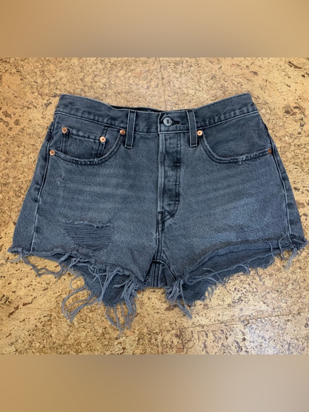 Levi's 501 Charcoal Distressed cut off shorts size 28